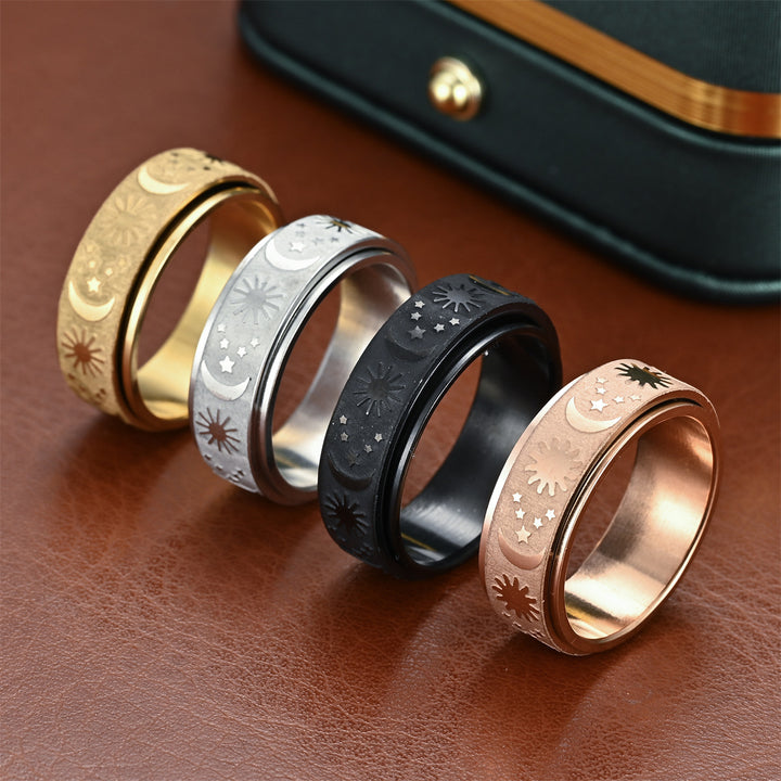 Minimalist Anti-Stress Rotatable Star & Moon Ring