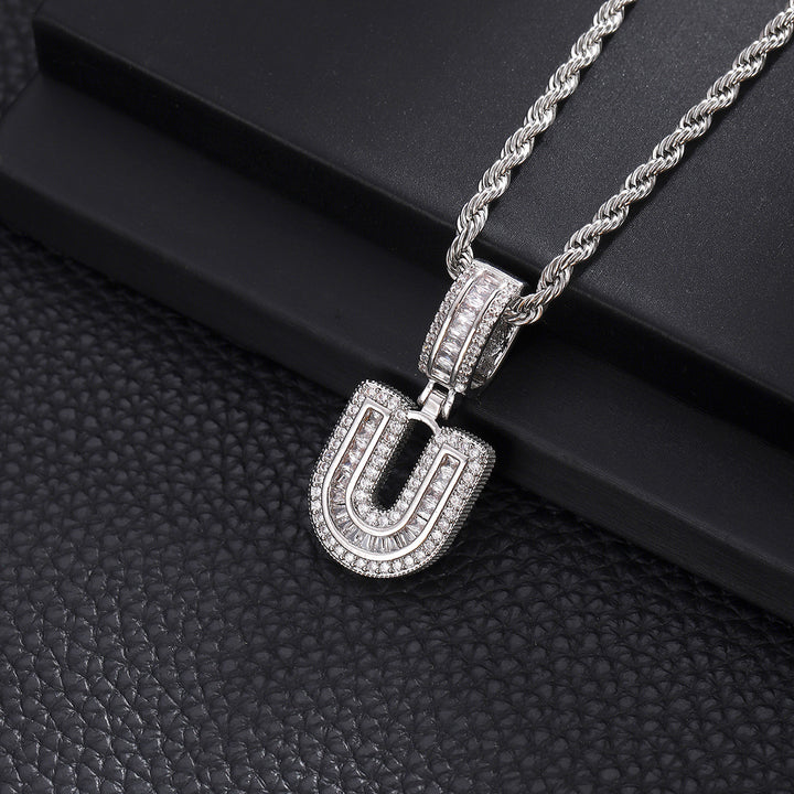 Full-Diamond Letter Cuban Link Necklace (26 Letters Optional | Gold/Silver Dual Tone)