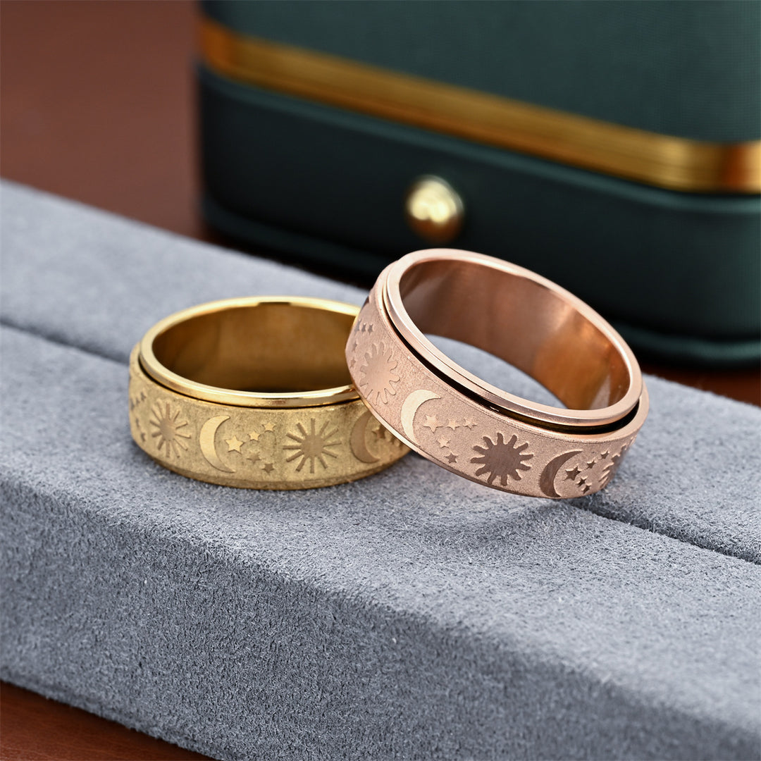 Minimalist Anti-Stress Rotatable Star & Moon Ring