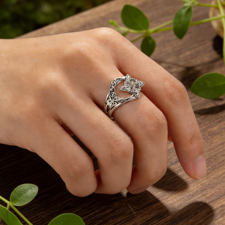 S925 Silver Celtic Knot Open Ring (Vintage Niche Personalized Style)