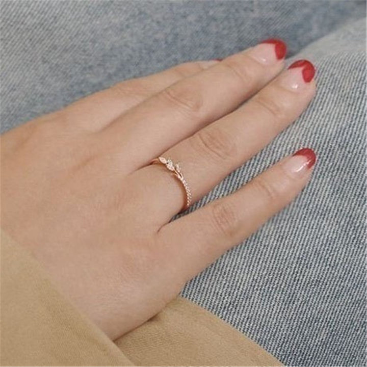 Marquise‑Cut Leaf‑Branch Thin S925 Sterling Silver Ring, 3‑Tone Available