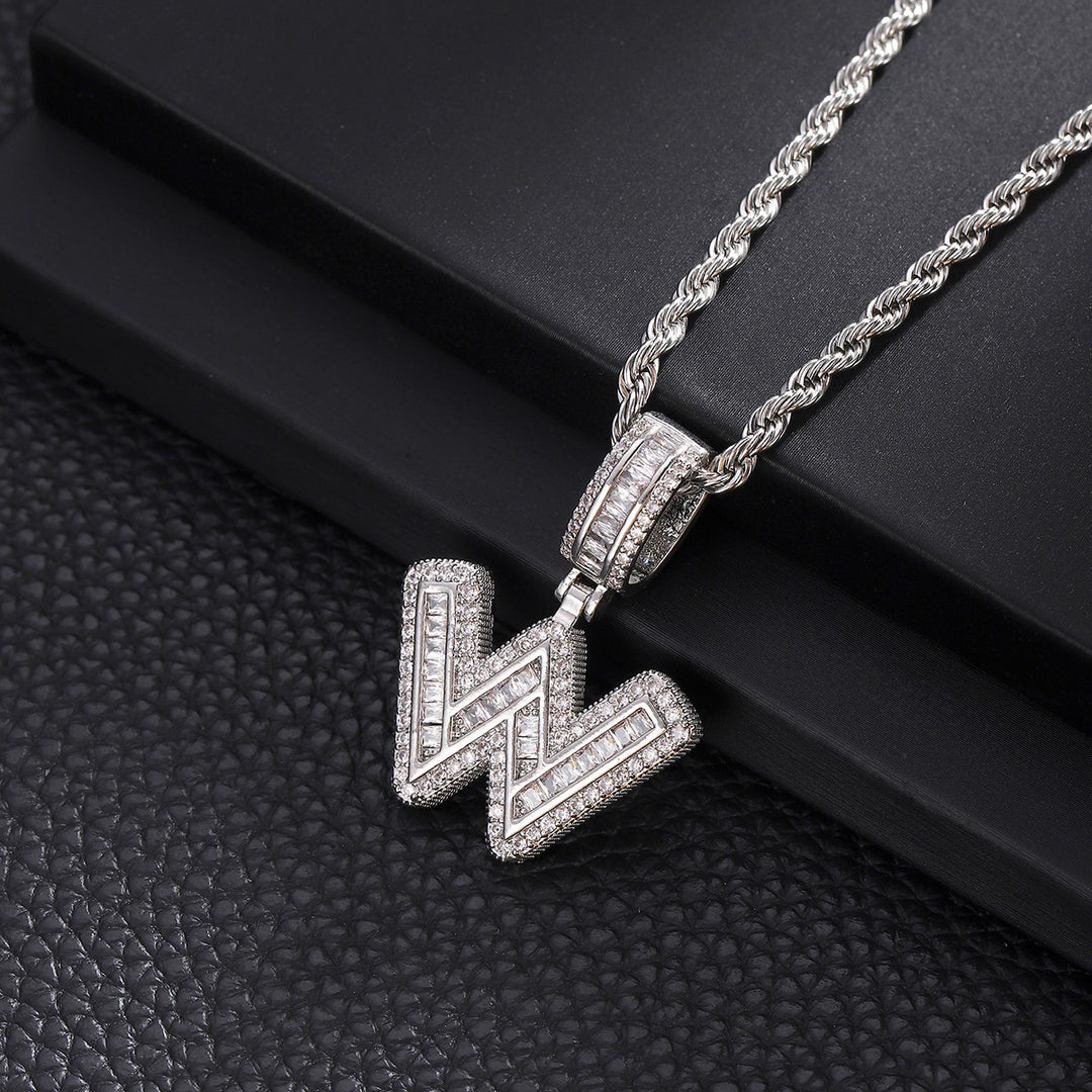 Full-Diamond Letter Cuban Link Necklace (26 Letters Optional | Gold/Silver Dual Tone)
