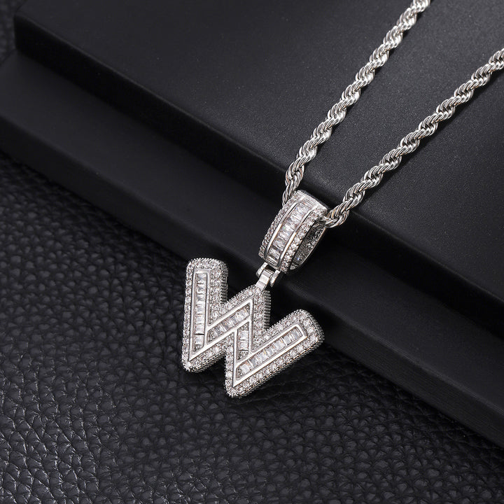 Full-Diamond Letter Cuban Link Necklace (26 Letters Optional | Gold/Silver Dual Tone)