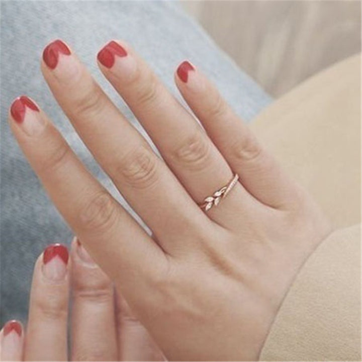 Marquise‑Cut Leaf‑Branch Thin S925 Sterling Silver Ring, 3‑Tone Available