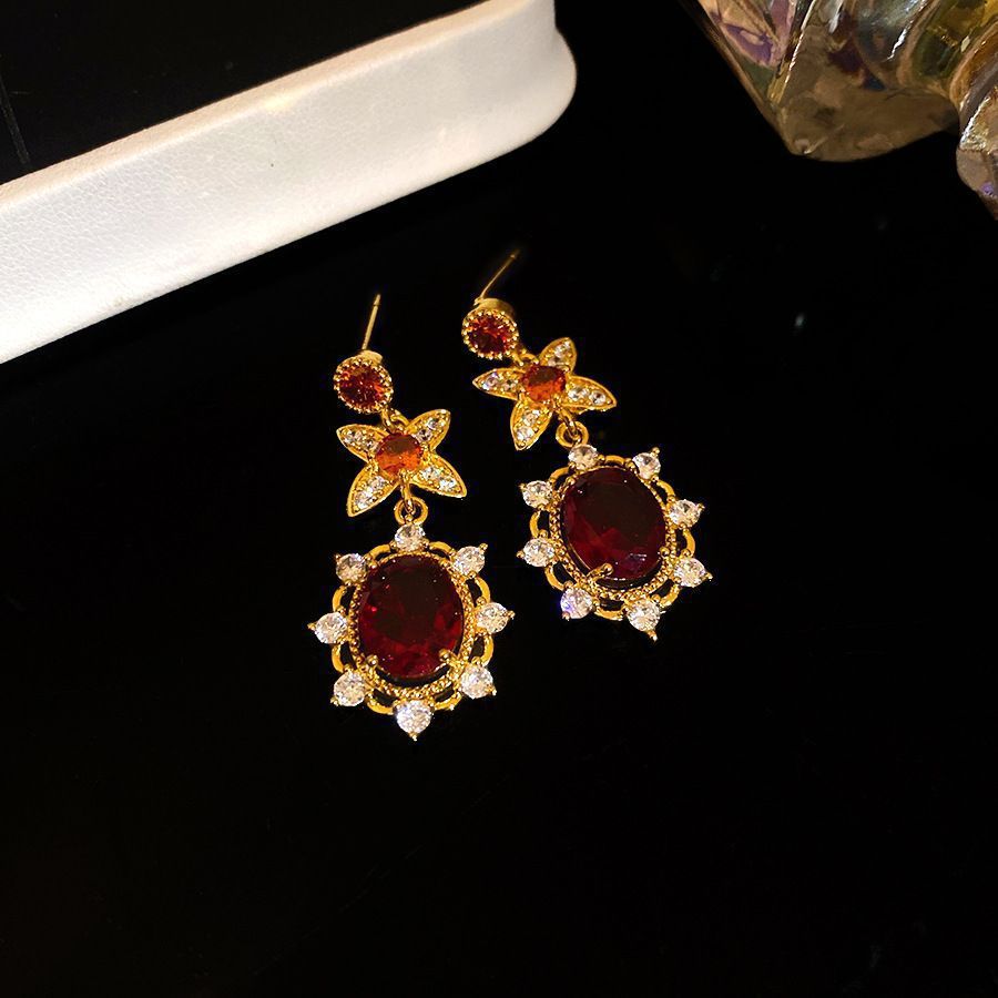 Vintage Amethyst Floral Drop Earrings