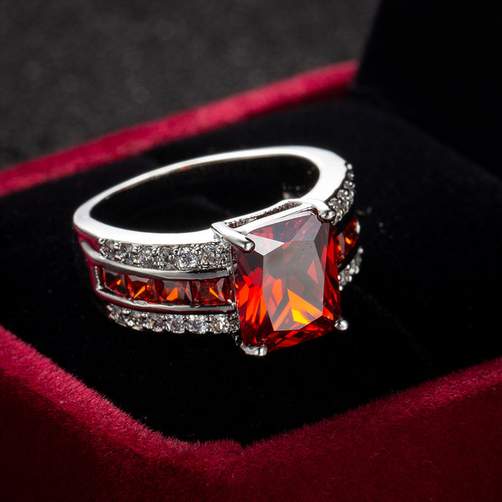 Square Cushion Gemstone Pavé Ring (Luxury Vintage Glam Band)