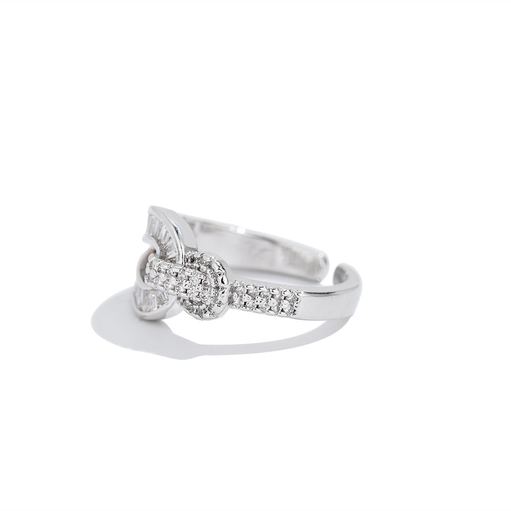 Diamond Knot Open Ring (2 Colors Luxury Delicate Statement Band)
