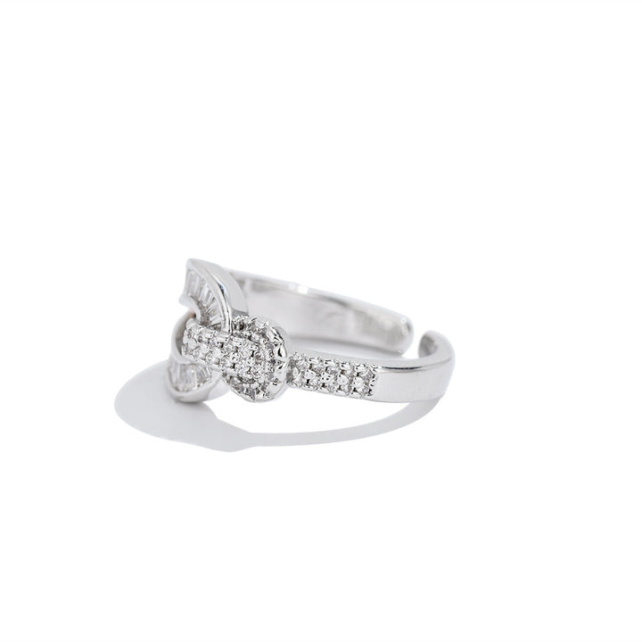 Diamond Knot Open Ring (2 Colors Luxury Delicate Statement Band)