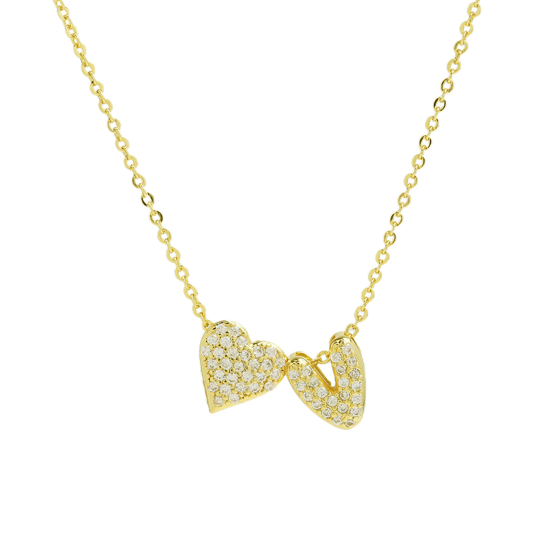 Diamond-Embedded Bubble Heart 26-Letter Name Pendant Necklace