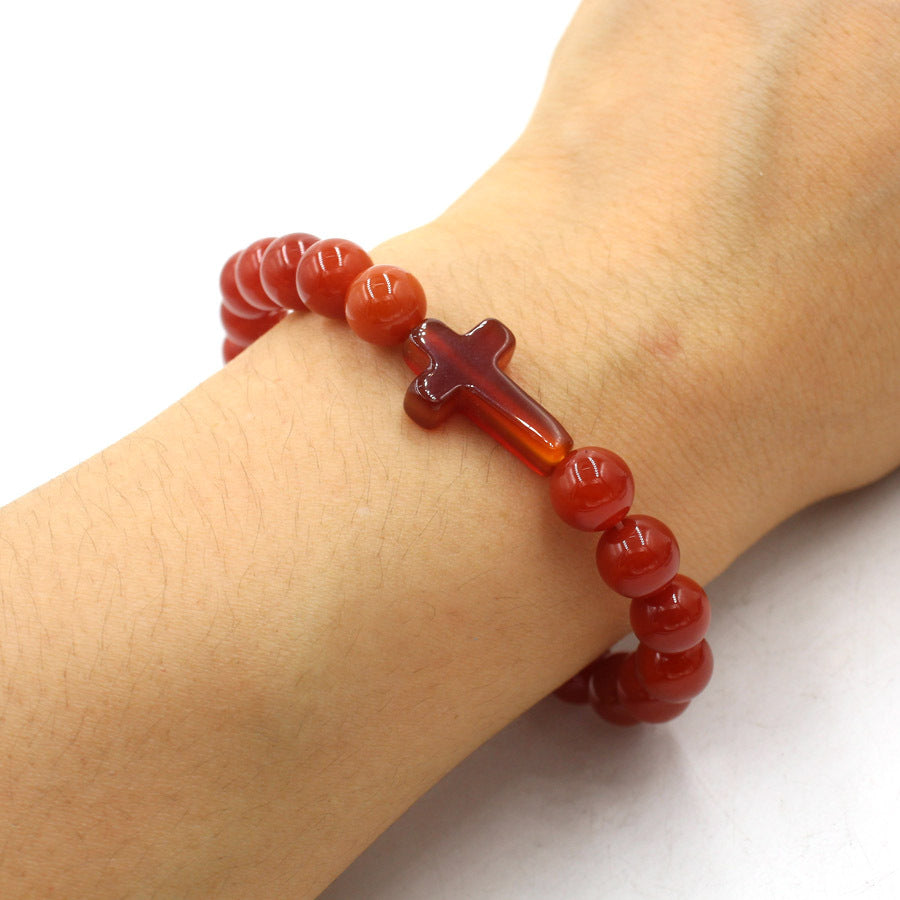 Natural Crystal Cross Energy Bracelet (Faith & Protection Fortune Style)