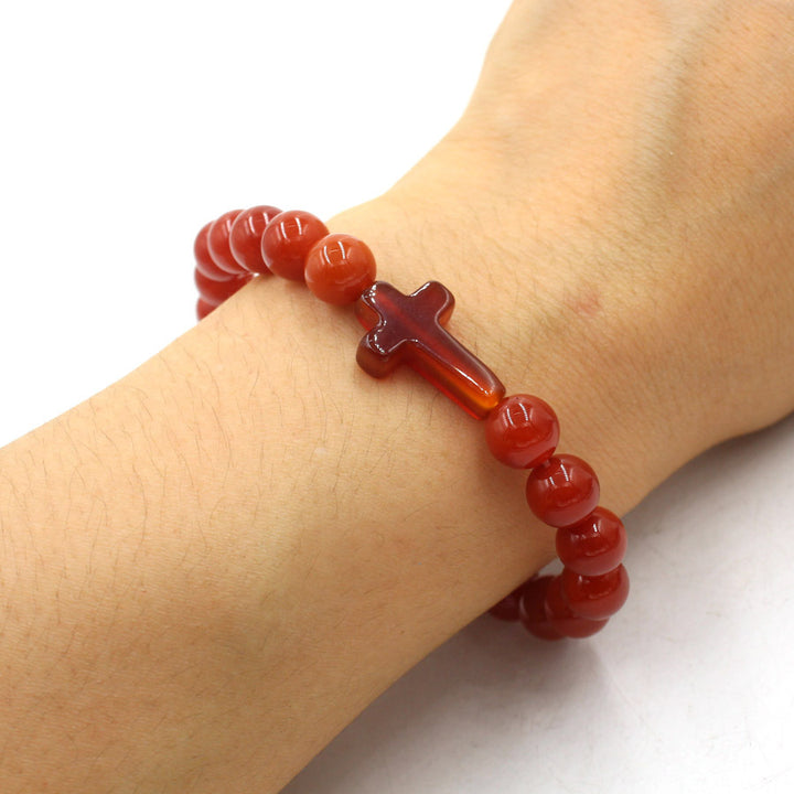 Natural Crystal Cross Energy Bracelet (Faith & Protection Fortune Style)