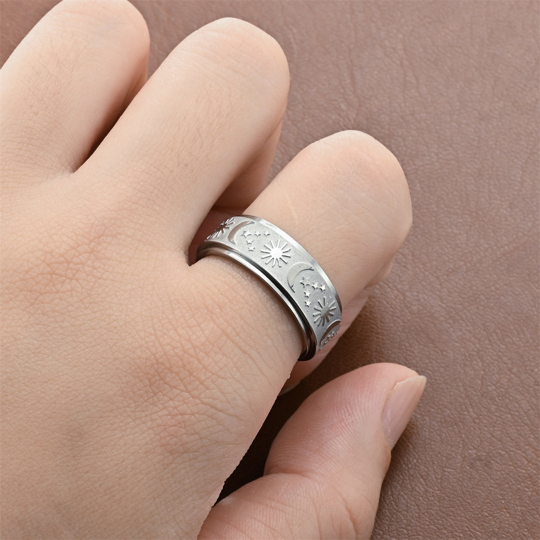 Minimalist Anti-Stress Rotatable Star & Moon Ring