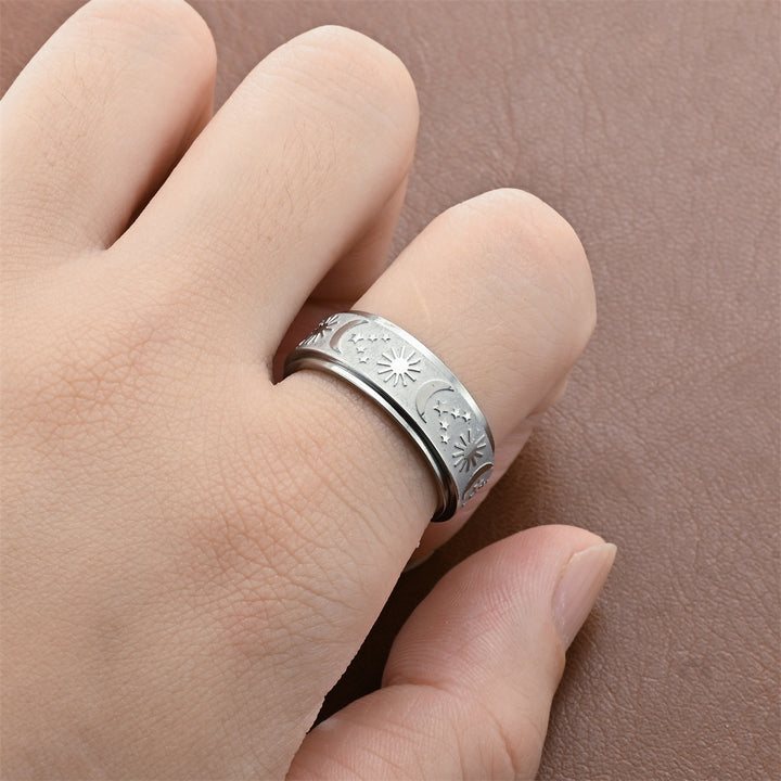 Minimalist Anti-Stress Rotatable Star & Moon Ring
