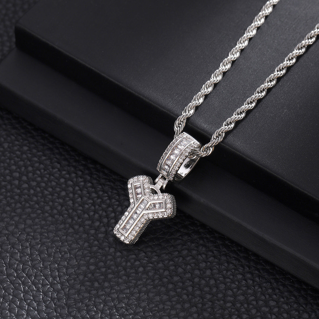 Full-Diamond Letter Cuban Link Necklace (26 Letters Optional | Gold/Silver Dual Tone)