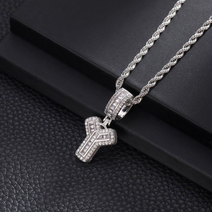 Full-Diamond Letter Cuban Link Necklace (26 Letters Optional | Gold/Silver Dual Tone)