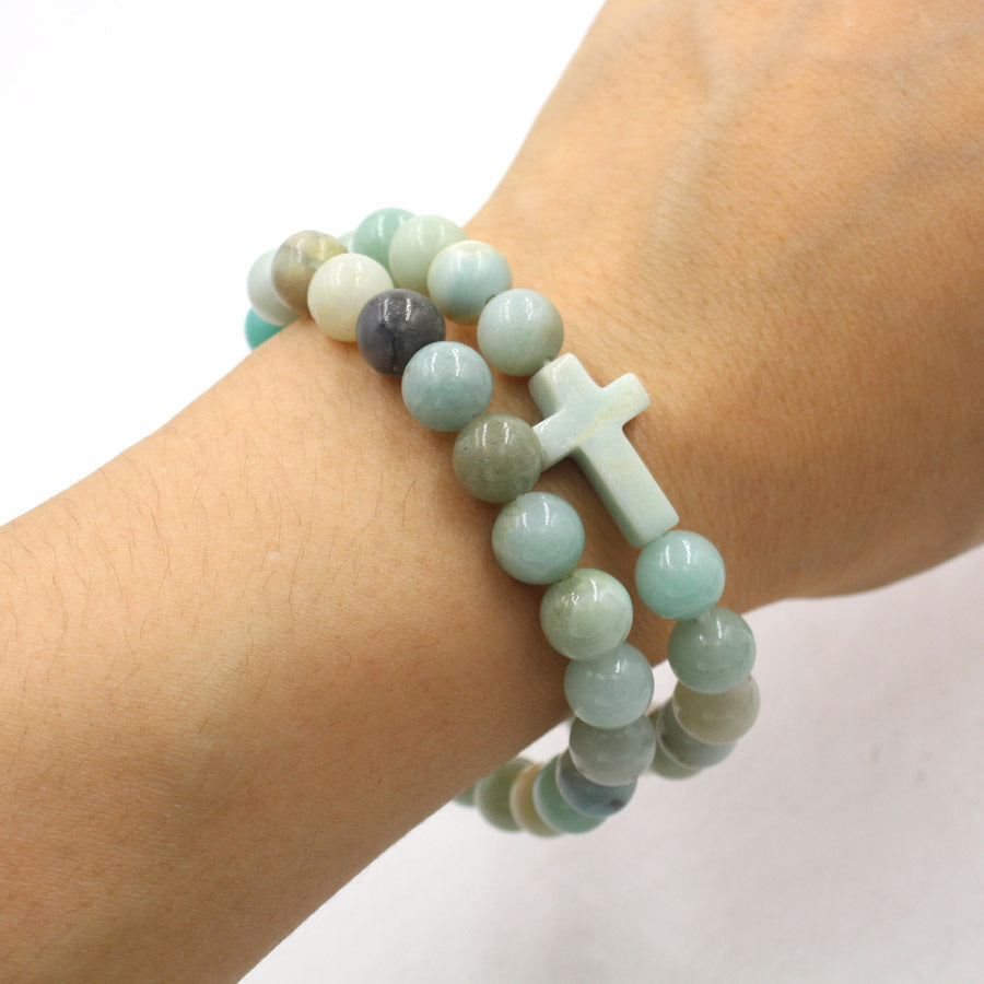 Natural Crystal Cross Energy Bracelet (Faith & Protection Fortune Style)