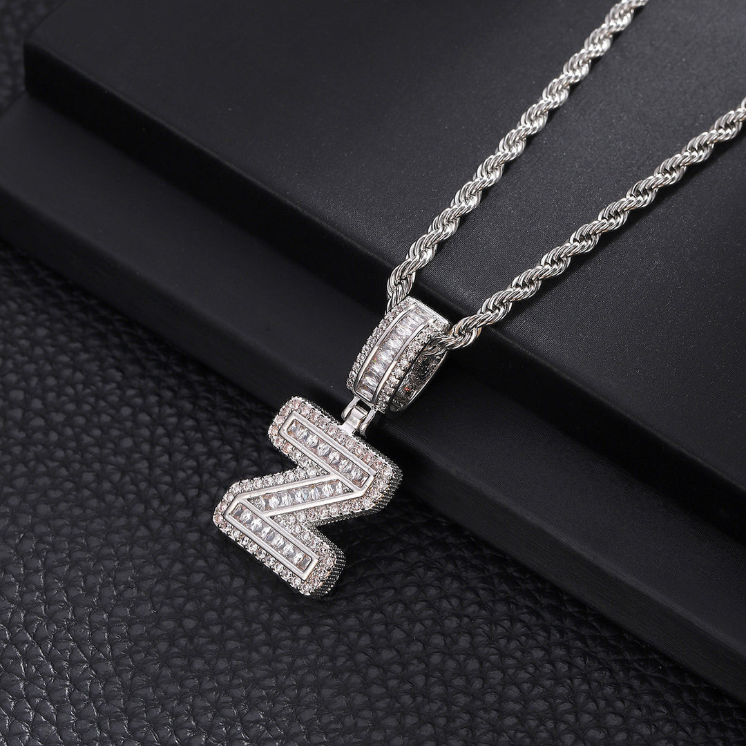 Full-Diamond Letter Cuban Link Necklace (26 Letters Optional | Gold/Silver Dual Tone)