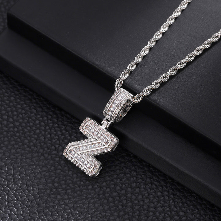 Full-Diamond Letter Cuban Link Necklace (26 Letters Optional | Gold/Silver Dual Tone)