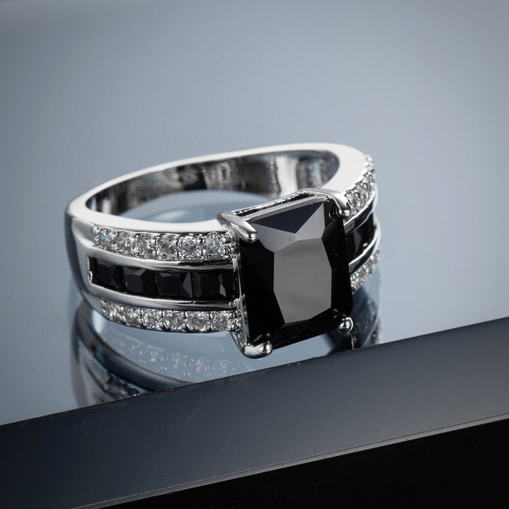 Square Cushion Gemstone Pavé Ring (Luxury Vintage Glam Band)