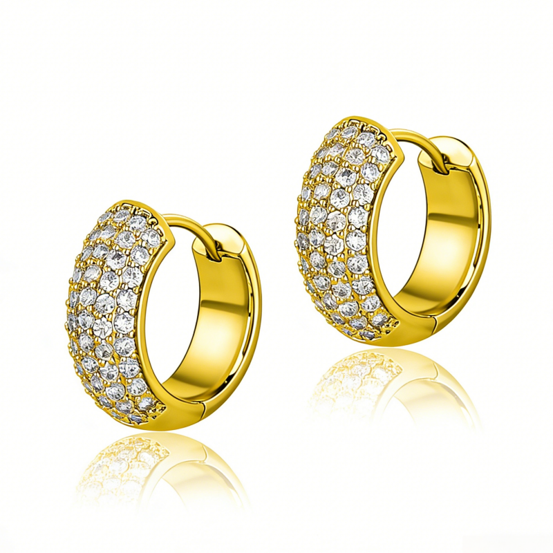 Full Diamond Inlaid Oval Hoop Earrings (Luxury Versatile Personalized Style)