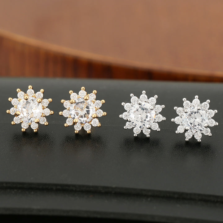 Sunflower Halo Stud Earrings, Two‑Tone Options