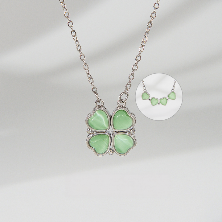 Openable Heart Four-Leaf Clover Diamond Necklace, Multiple Colors, Lucky Choker
