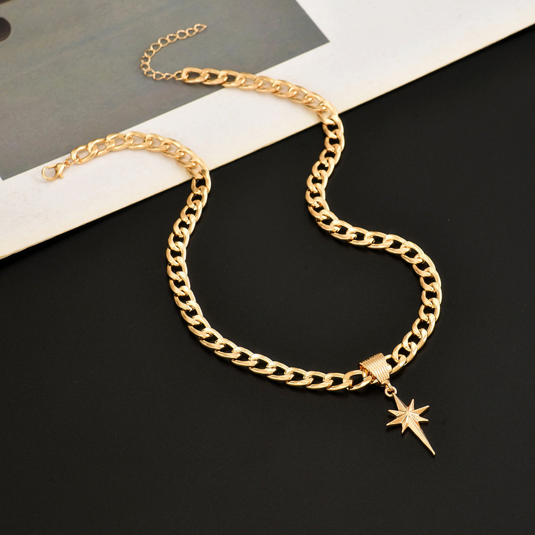Cuban Link Starburst Pendant Necklace (Edgy Y2K Choker)