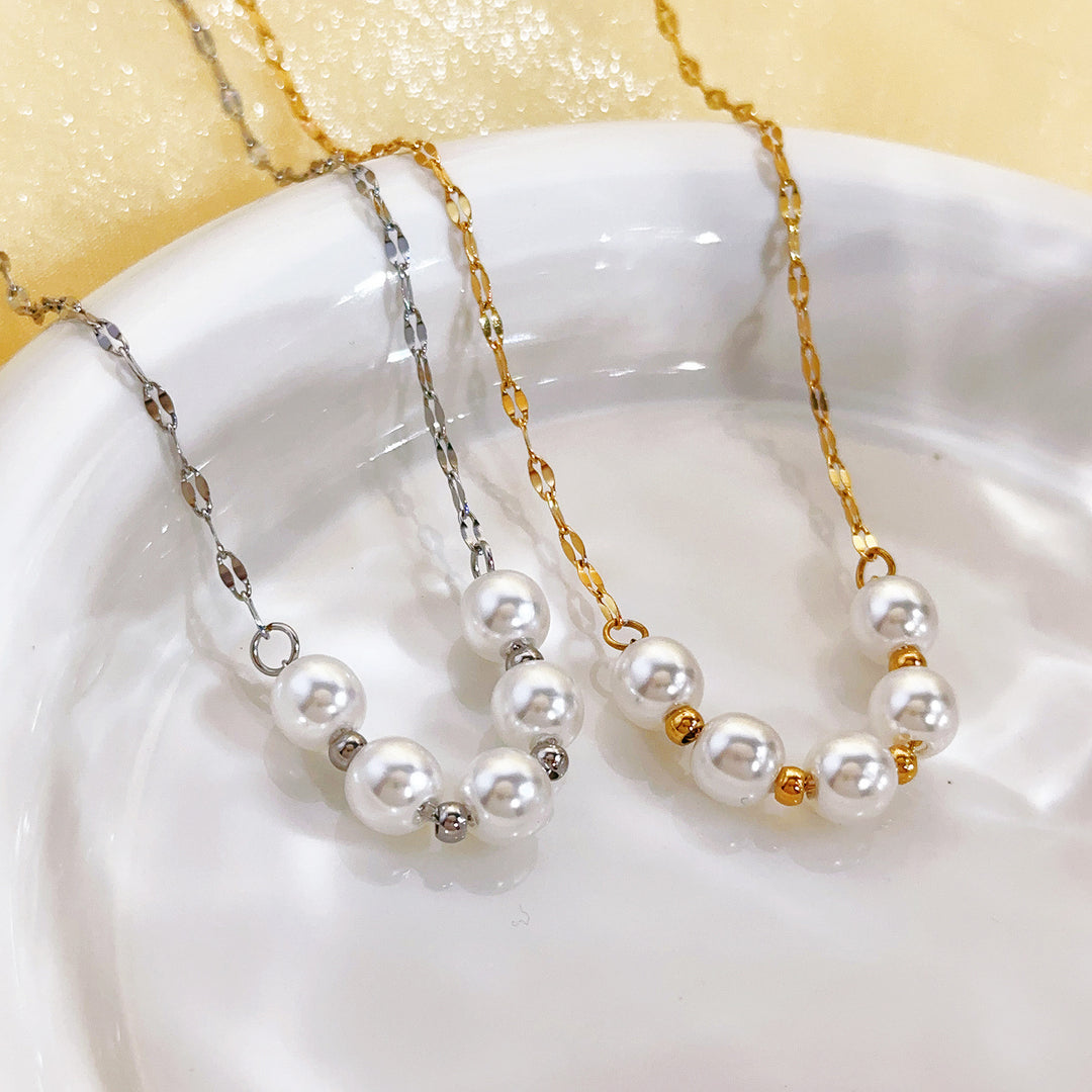 Luxury Pearl Necklace (Silver/Gold Clavicle Chain)