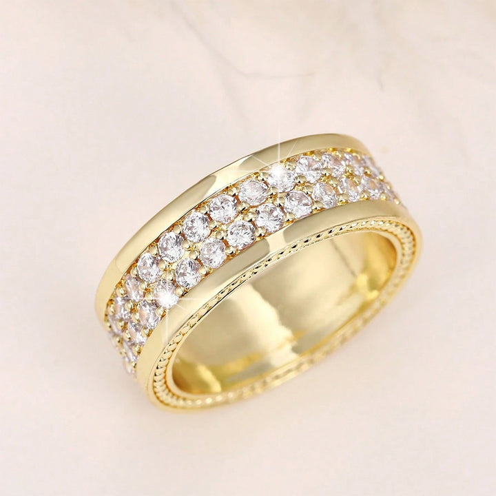 Double Row Pavé Wide Band Ring (Luxury Classic Timeless Band)