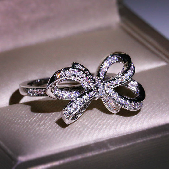 Pavé diamond Bow Ring (Luxury Gentle Sweetheart Statement Band)