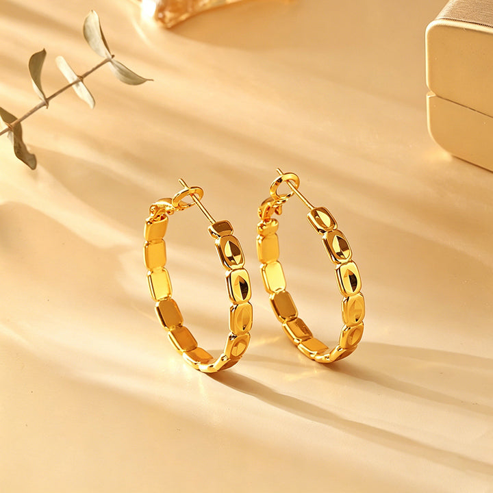 Open Chain Link Pig Nose Hoop Earrings, Gold & Silver Minimal Chunky Chain Hoops