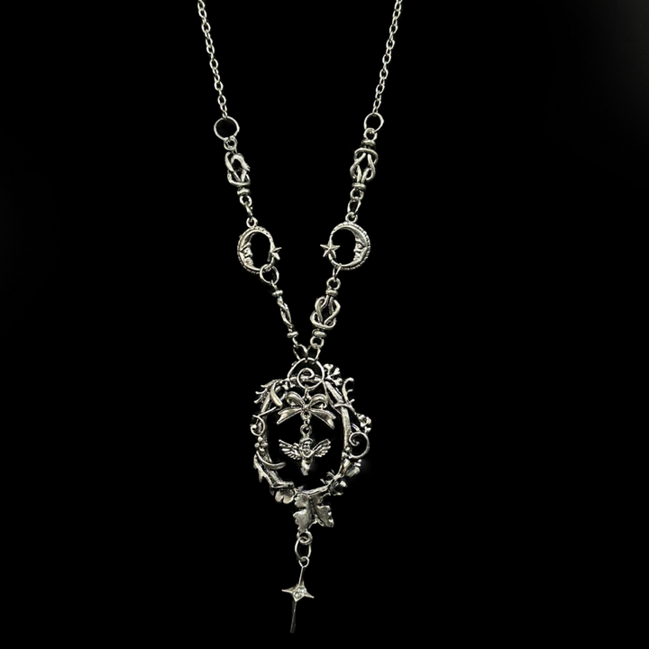Vintage Antique Silver Long Pendant Necklace, 3 Styles Available, Gothic Necklace