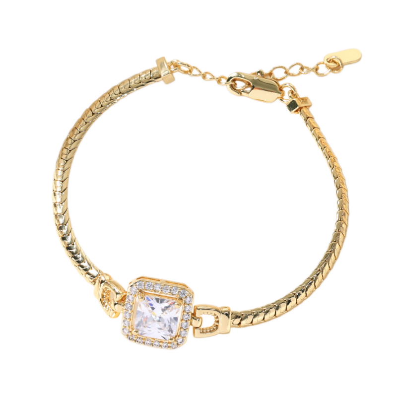 Geometric Gemstone Snake Chain Bracelet Set (Light Luxury Niche Delicate Wrist Jewelry)