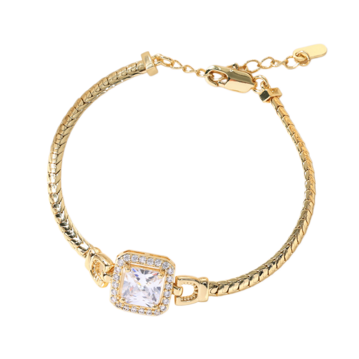Geometric Gemstone Snake Chain Bracelet Set (Light Luxury Niche Delicate Wrist Jewelry)