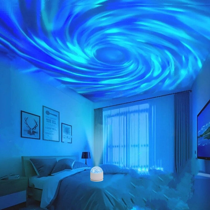 Aurora Water Wave Star Projector Light, USB Remote Control Dynamic Ocean Mood Night Lamp for Bedroom