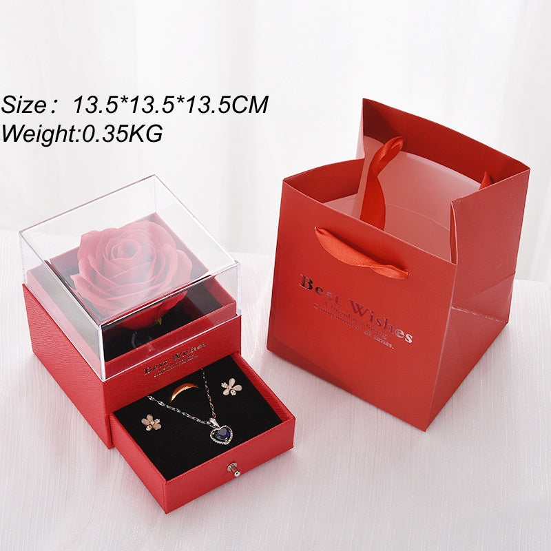 Preserved Rose Drawer Jewelry Gift Box Set, Multiple‑Color Options