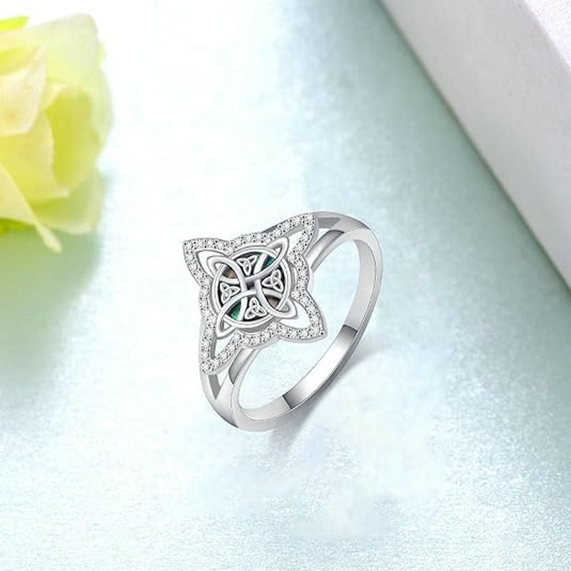 Celtic Knot Starburst Gemstone Ring (Light Luxury Niche Vintage Band)