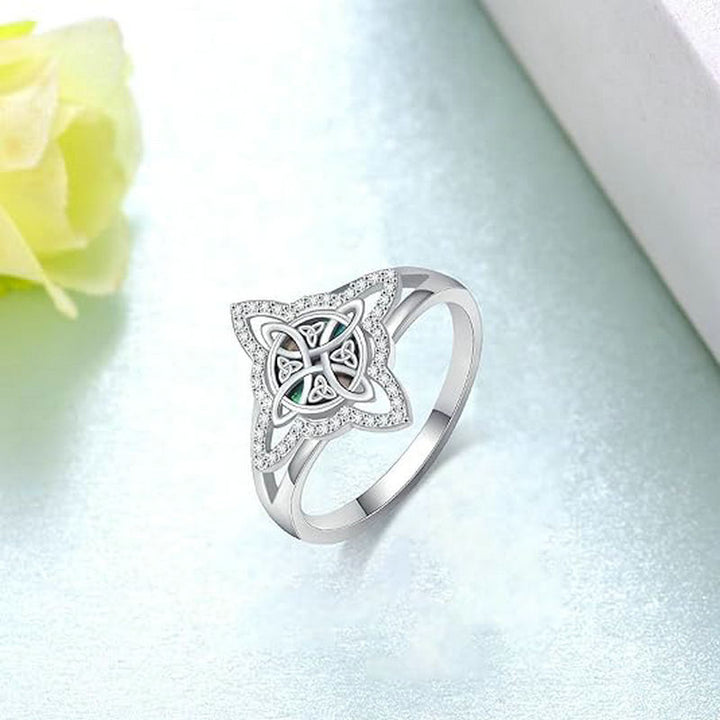 Celtic Knot Starburst Gemstone Ring (Light Luxury Niche Vintage Band)