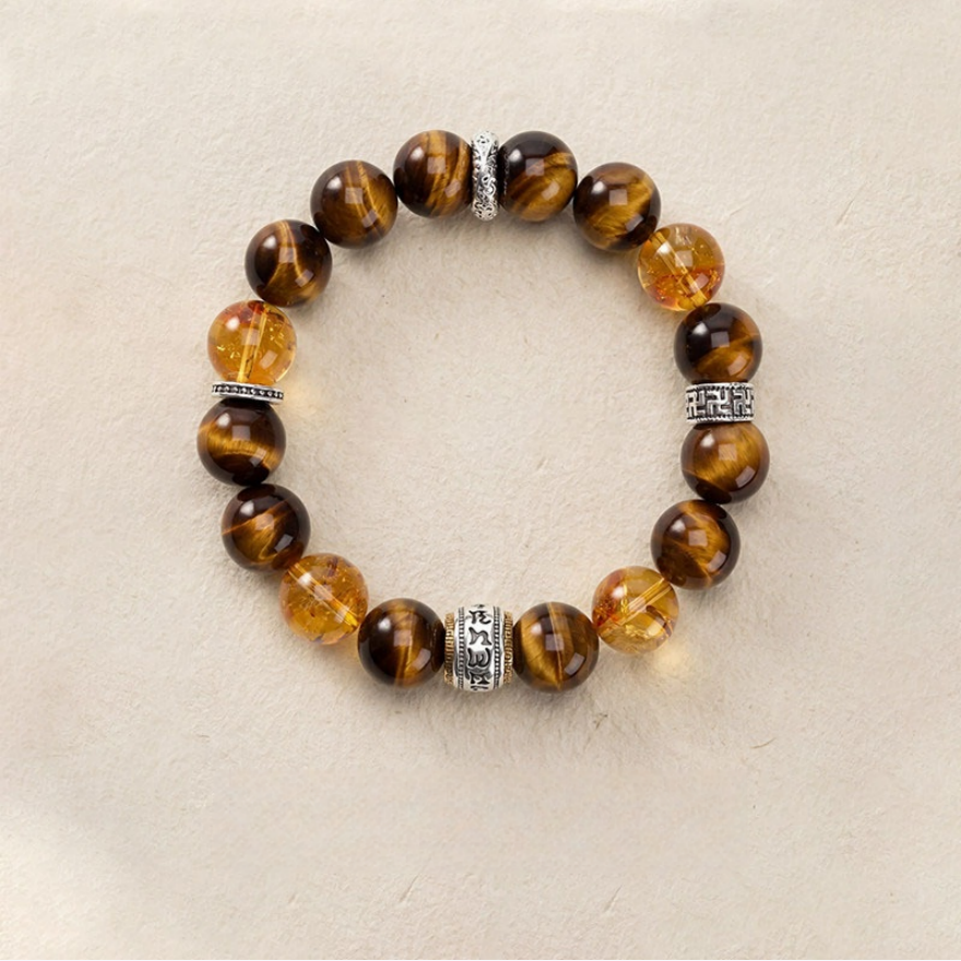 Tiger Eye & Citrine Beaded Bracelet