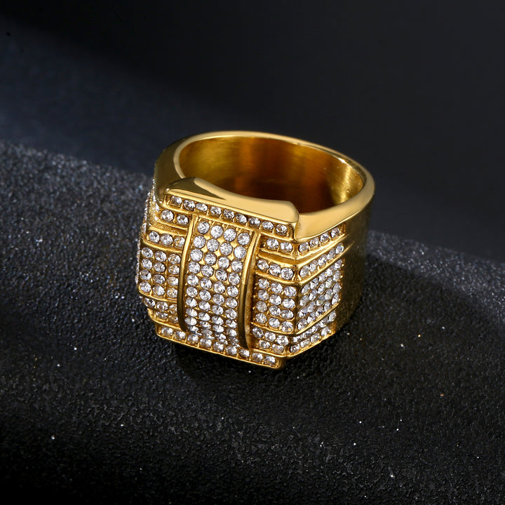 Multi-Layer Full Paved Crystal Curved Wide Fashion Ring, S925 Silver Gold & Silver Two Tone Luxury Unisex Band