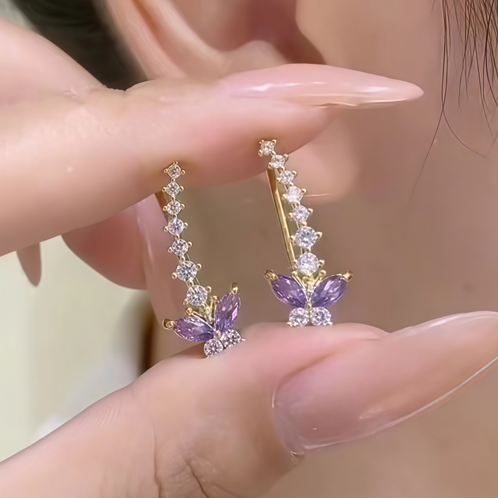 Butterfly Dance Diamond Ear Climbers (Light Luxury Niche Design Earrings)