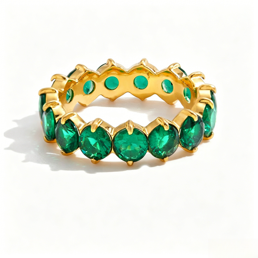 Rainbow Multi-Color Diamond Eternity Band (5 Colors Delicate Luxury Statement Ring)