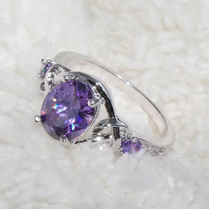 Celtic Knot Purple Diamond S925 Silver Women Ring