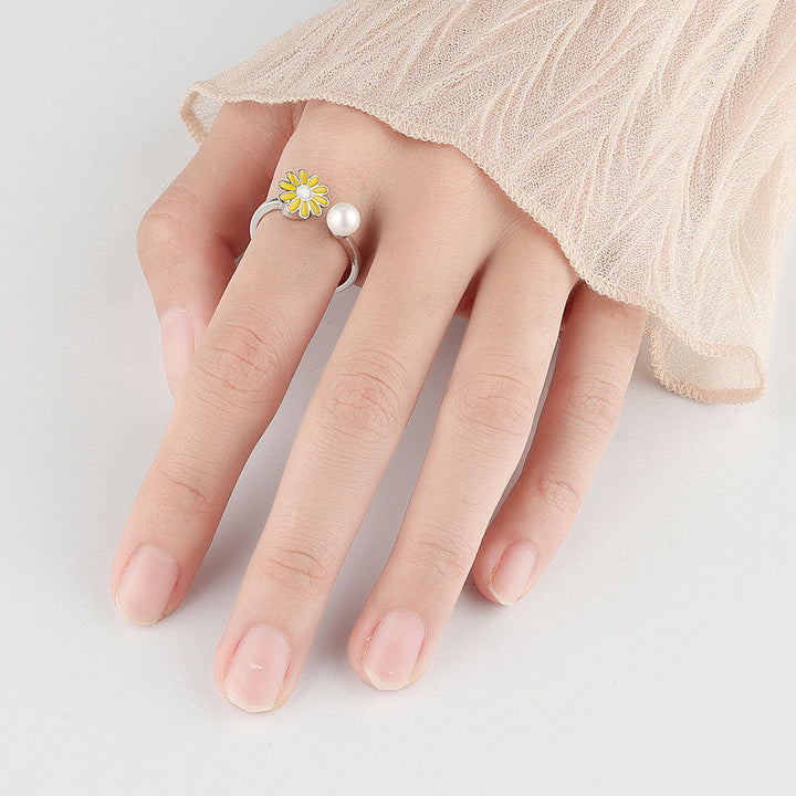 Daisy & Pearl Open Ring Set (Light Luxury Niche Fresh Bands)
