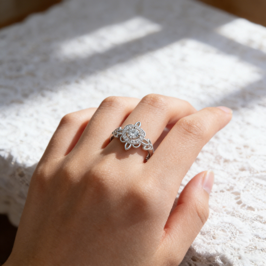 Celtic Knot Floral Pavé Ring (Luxury Vintage Elegant Band)