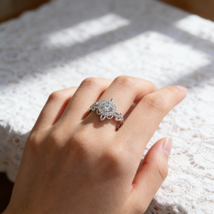 Celtic Knot Floral Pavé Ring (Luxury Vintage Elegant Band)