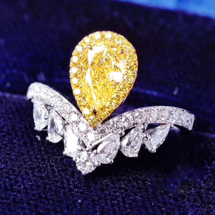 Crown Teardrop Diamond Statement Ring (Luxury Engagement-Style Band)