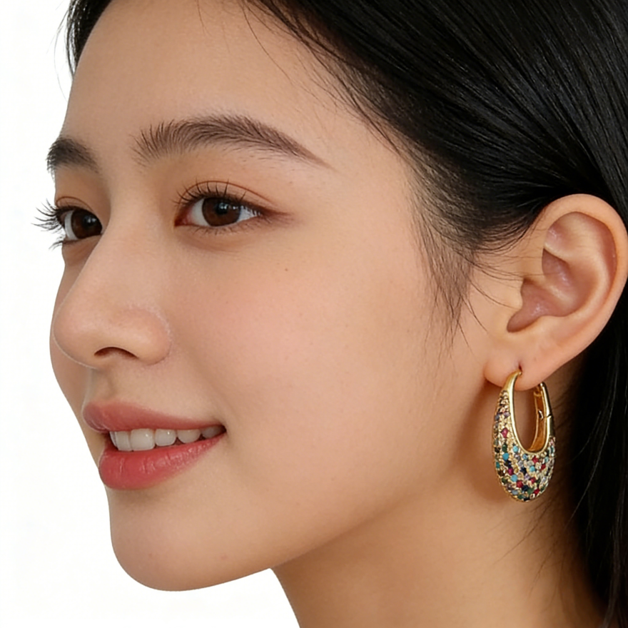 Pavé U-Shaped Hoop Earrings (Luxury Vintage Statement Earrings)