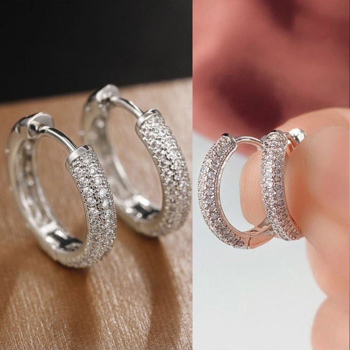 Paved C-Shape Pearl Leverback Hoop Earrings, 2-Way Detachable Dangle Pearl Luxury Daily Earrings for Women