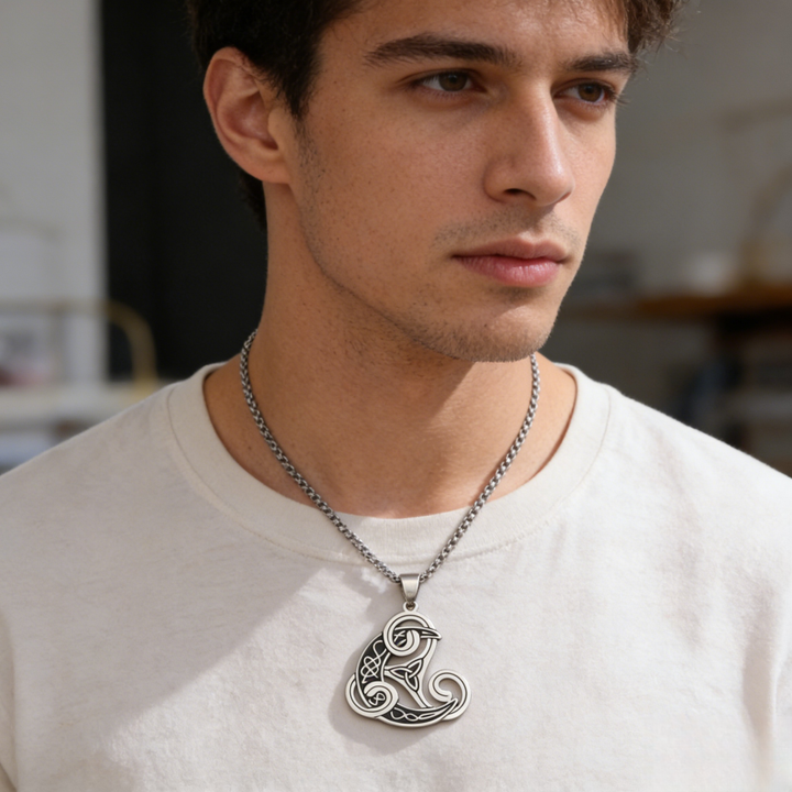 Celtic Knot Triquetra Raven Necklace (Vintage Norse Mystic Choker)